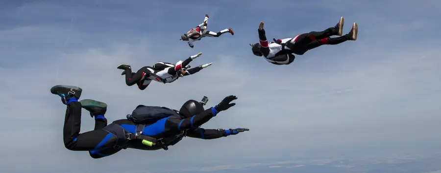 group of sky divers in free fall